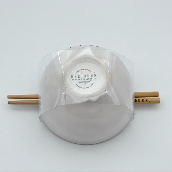 Rae Dunn RICE Ceramic Glossy Rice Bowl with Chopsticks - Picture 5 of 5